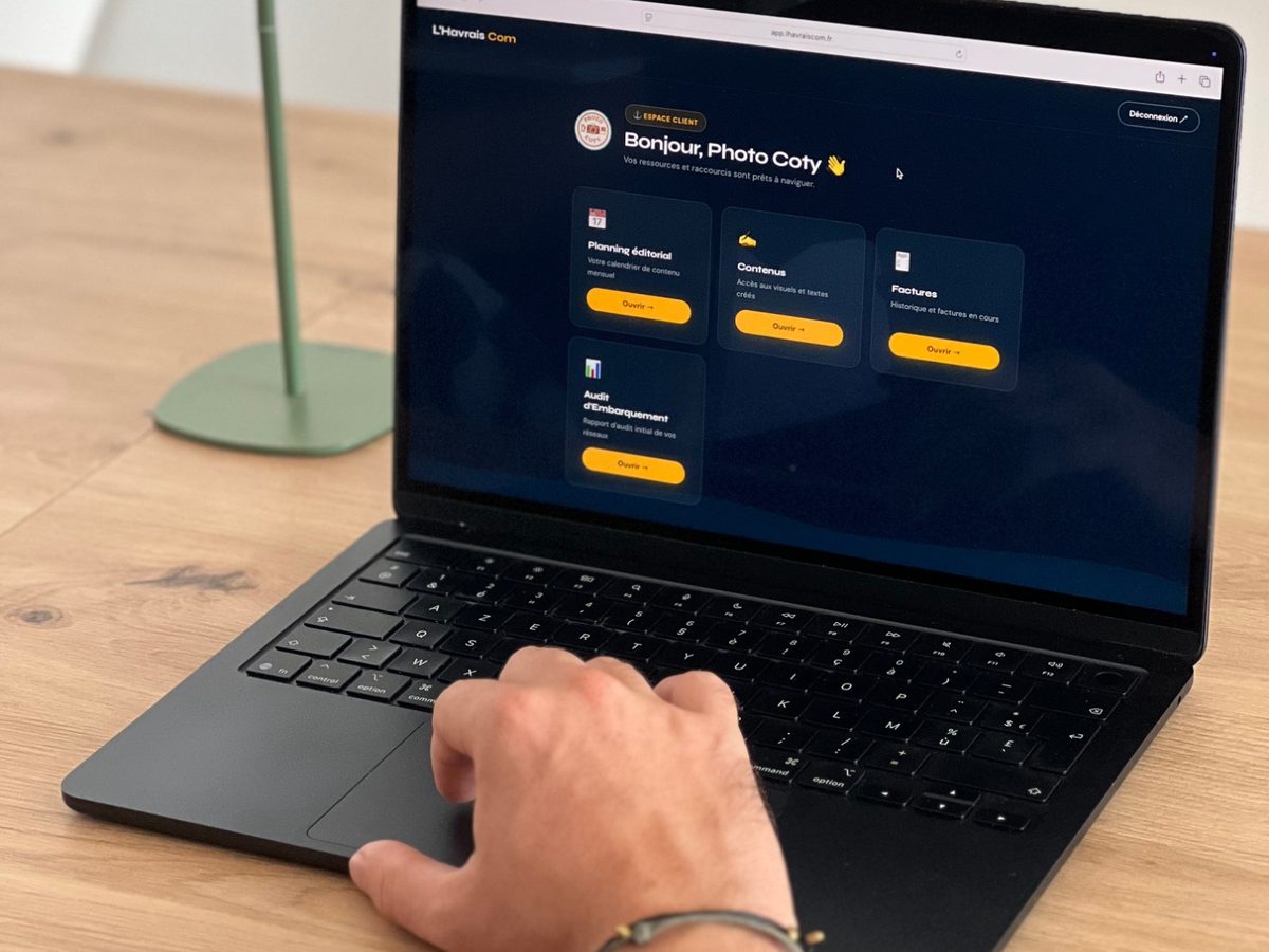 Espace client L'Havrais Com : planning éditorial, contenus, factures et audit accessibles en ligne